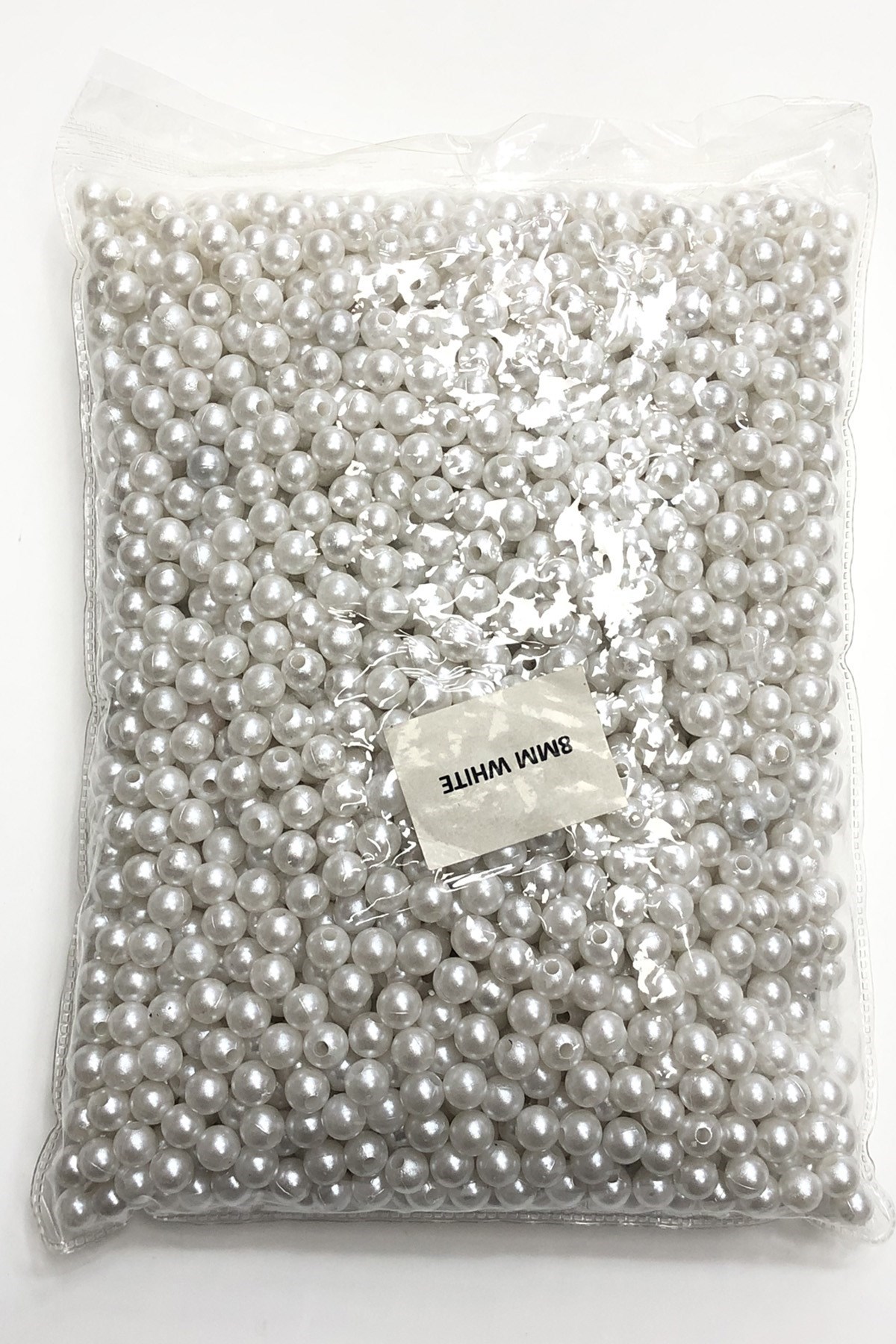 Beyaz Plastik İnci Boncuk 8 mm