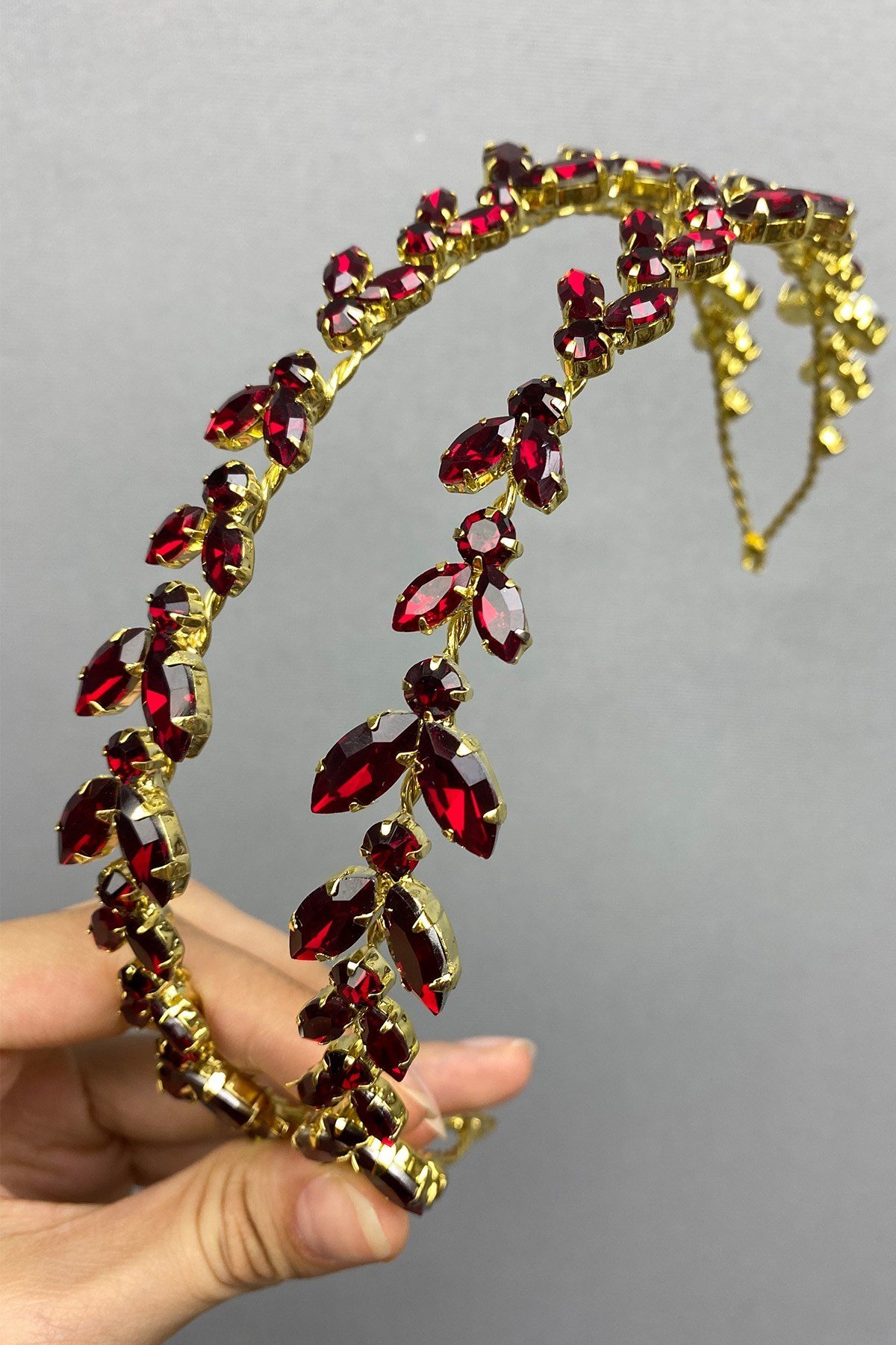 Bordo Gold Alfa Kına Gelin Tacı