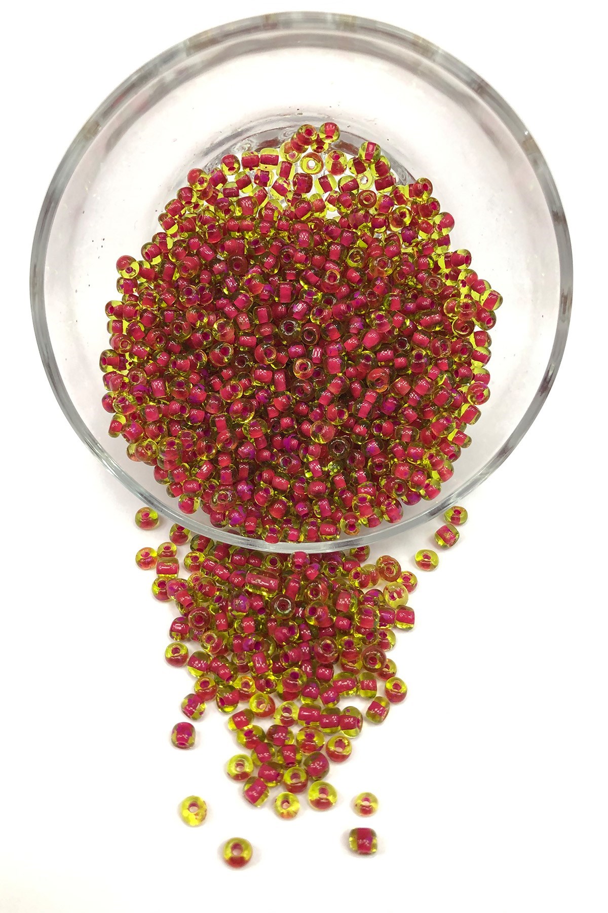 Bordo Sarı Kum Boncuk 4 mm 50 gr