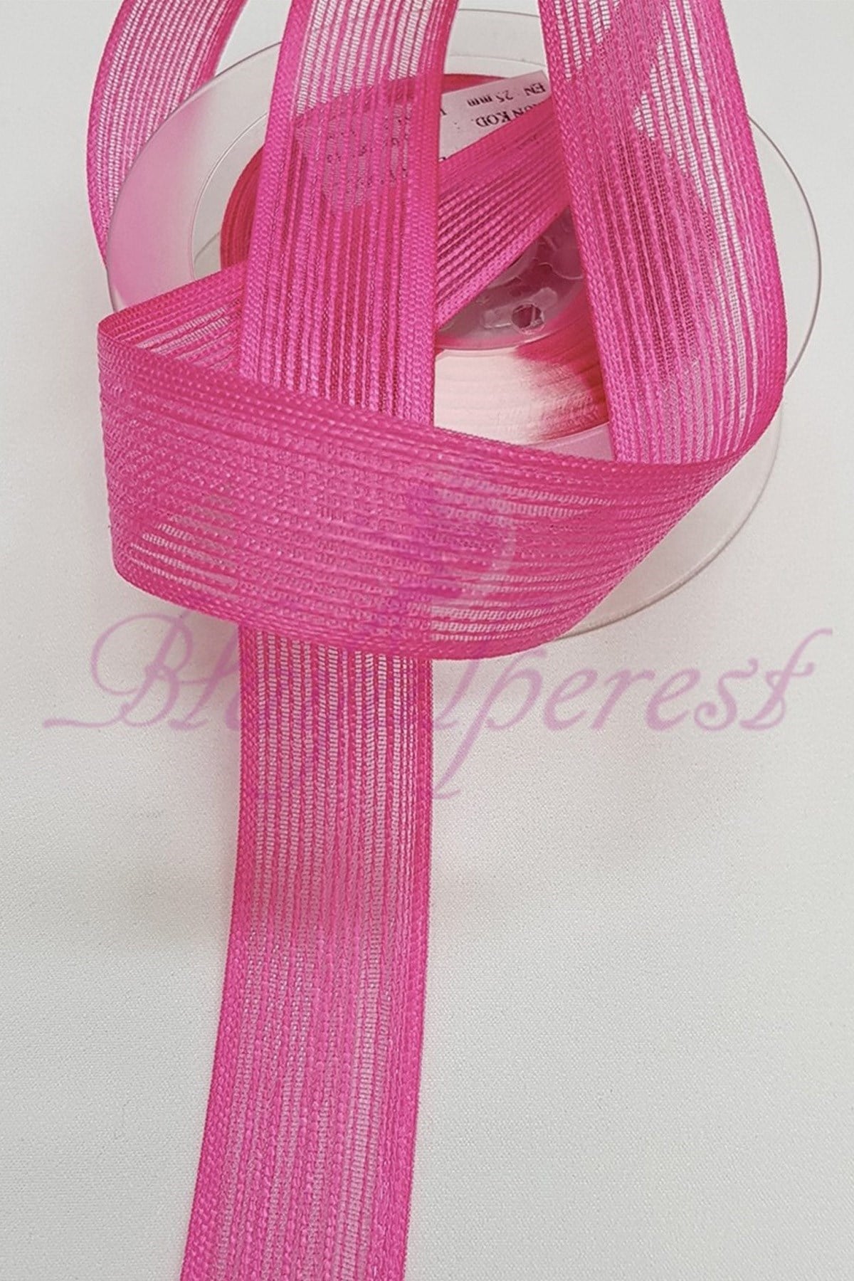 Fuşya Keten Efektli Kurdele 2,5Cm