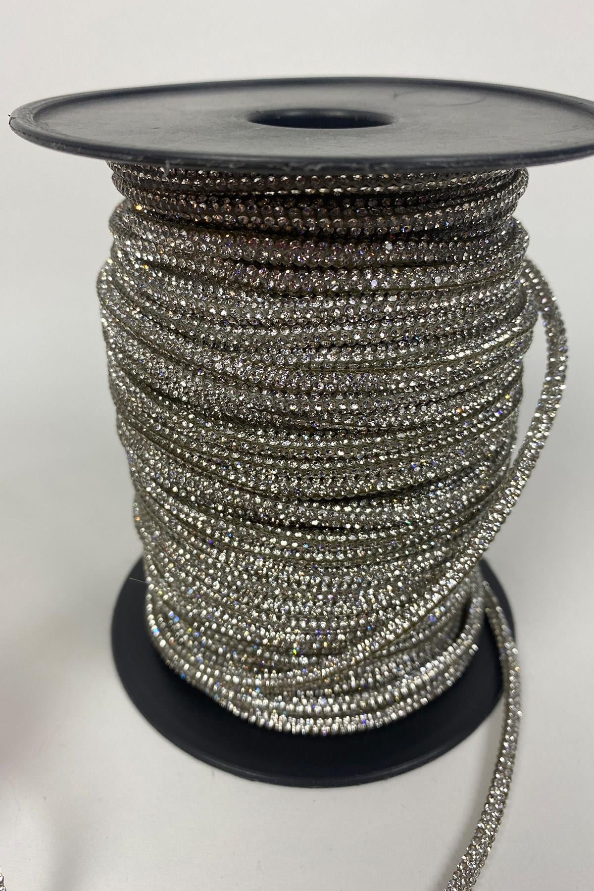 Gümüş Full Sık Taşlı Boru Şerit Kordon