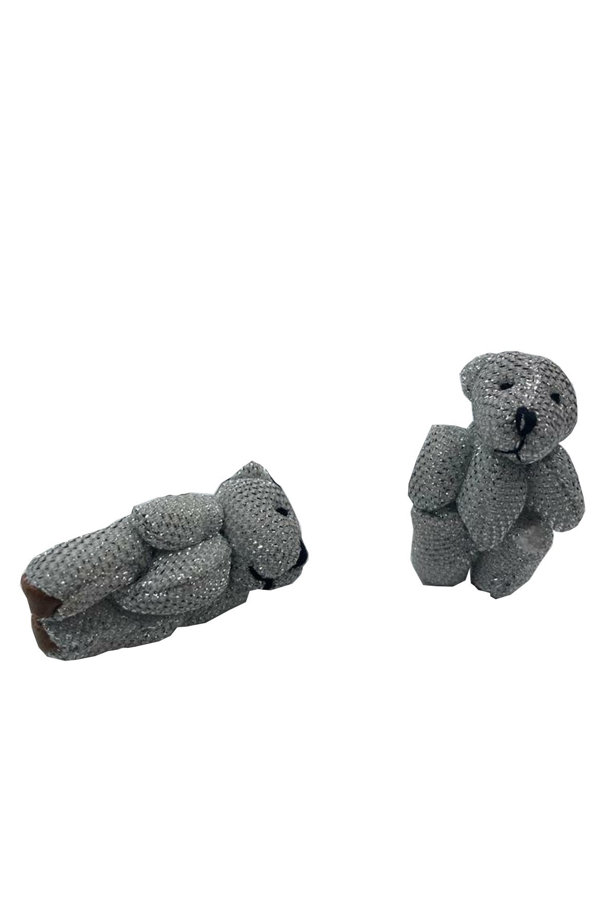 Gümüş Peluş Ayıcık Simli 4 cm