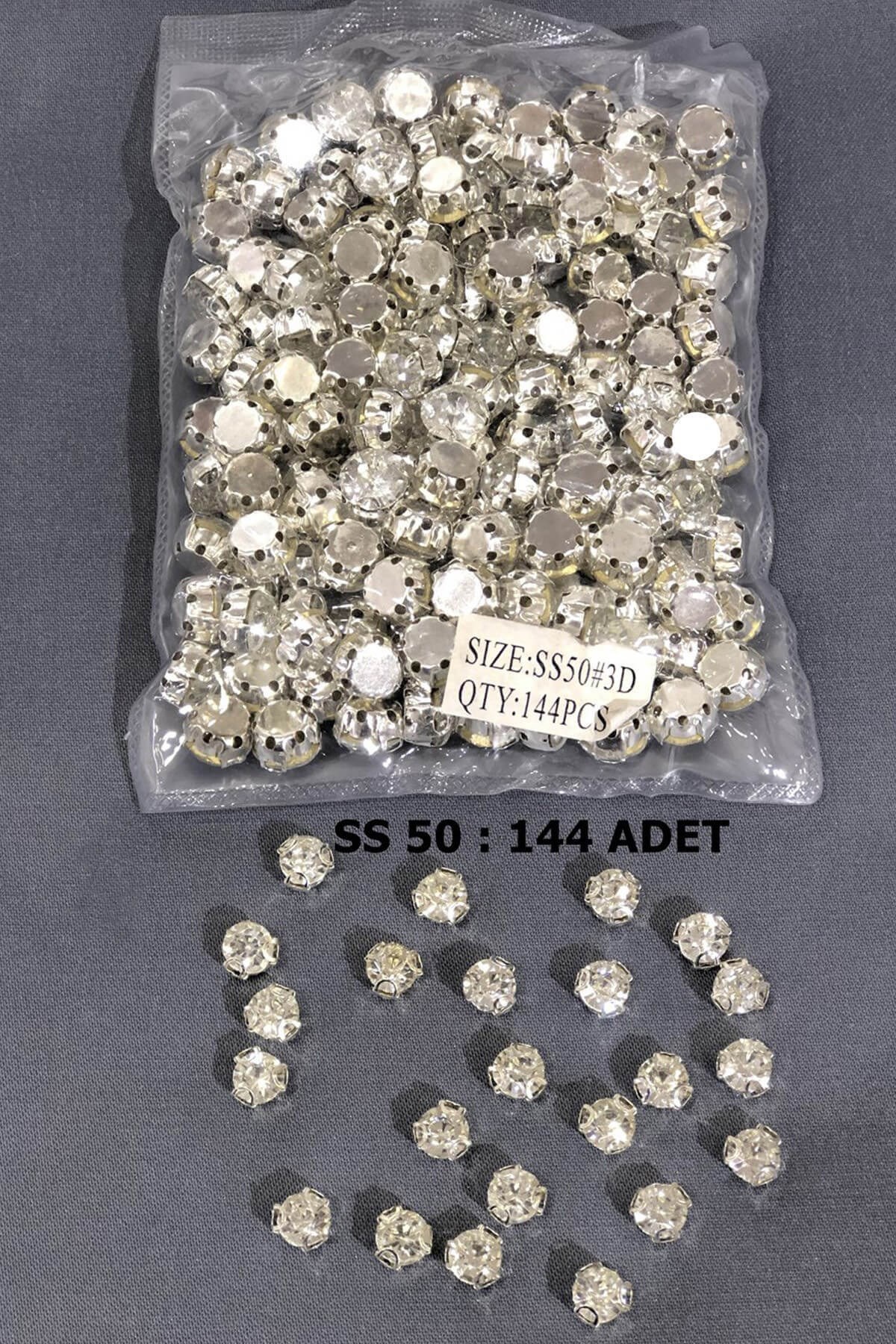 Gümüş Rengi Metal Kasalı Dikme Beyoğlu Taşı (1 Paket) ss 50 144 Adet