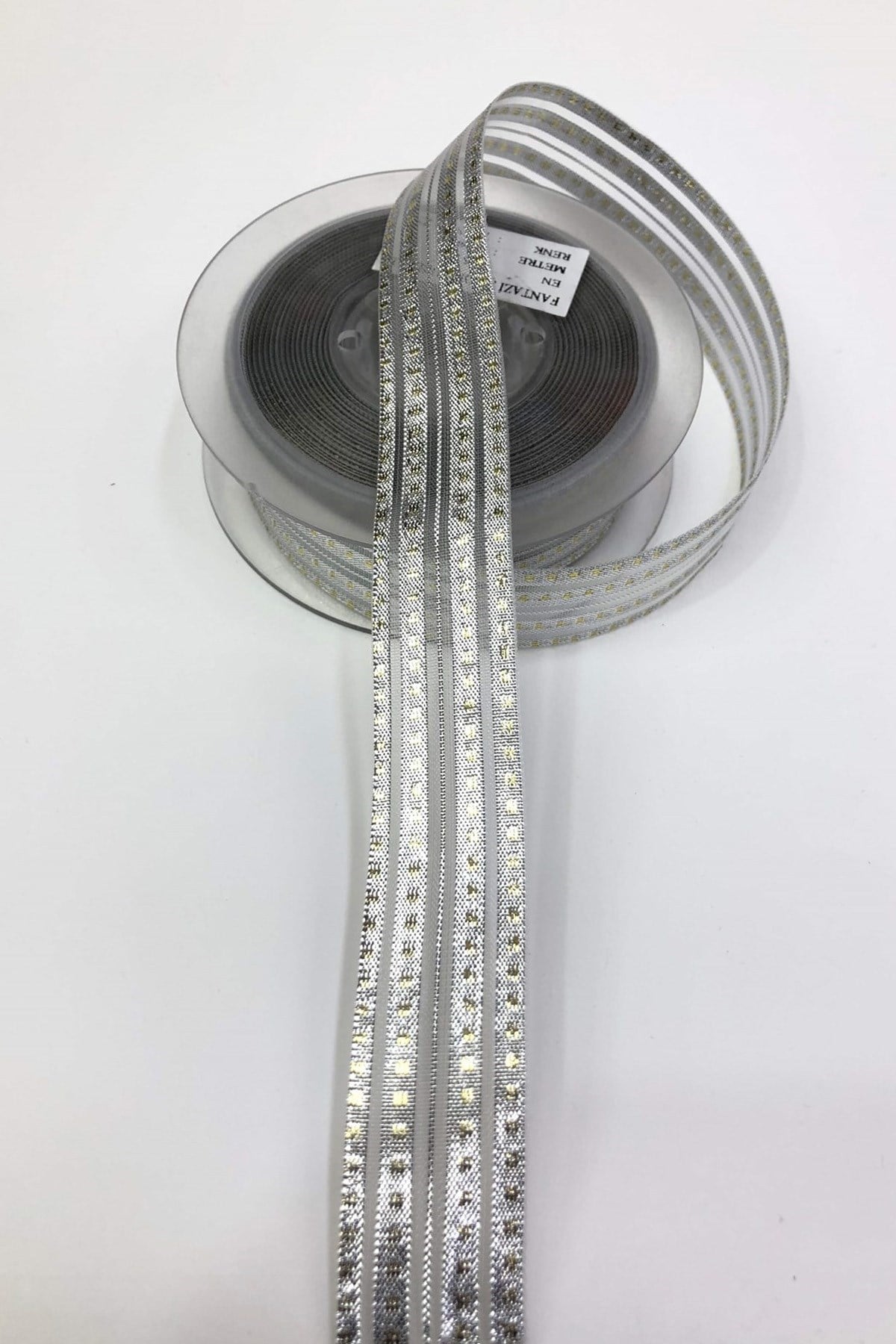 Gümüş Rengi Organze Simli Kurdele 2,5 Cm