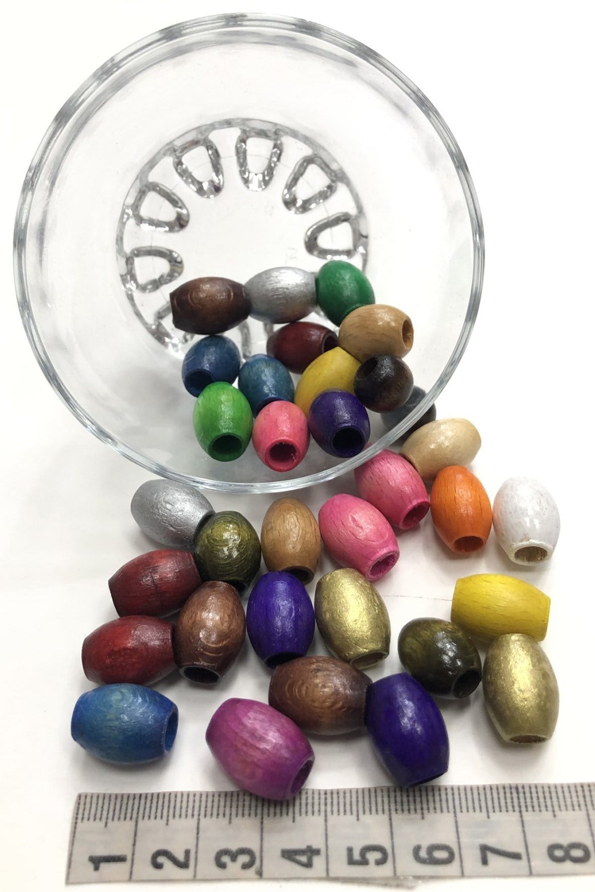 Karışık Renkli Oval Ahşap Boncuk 25 gr