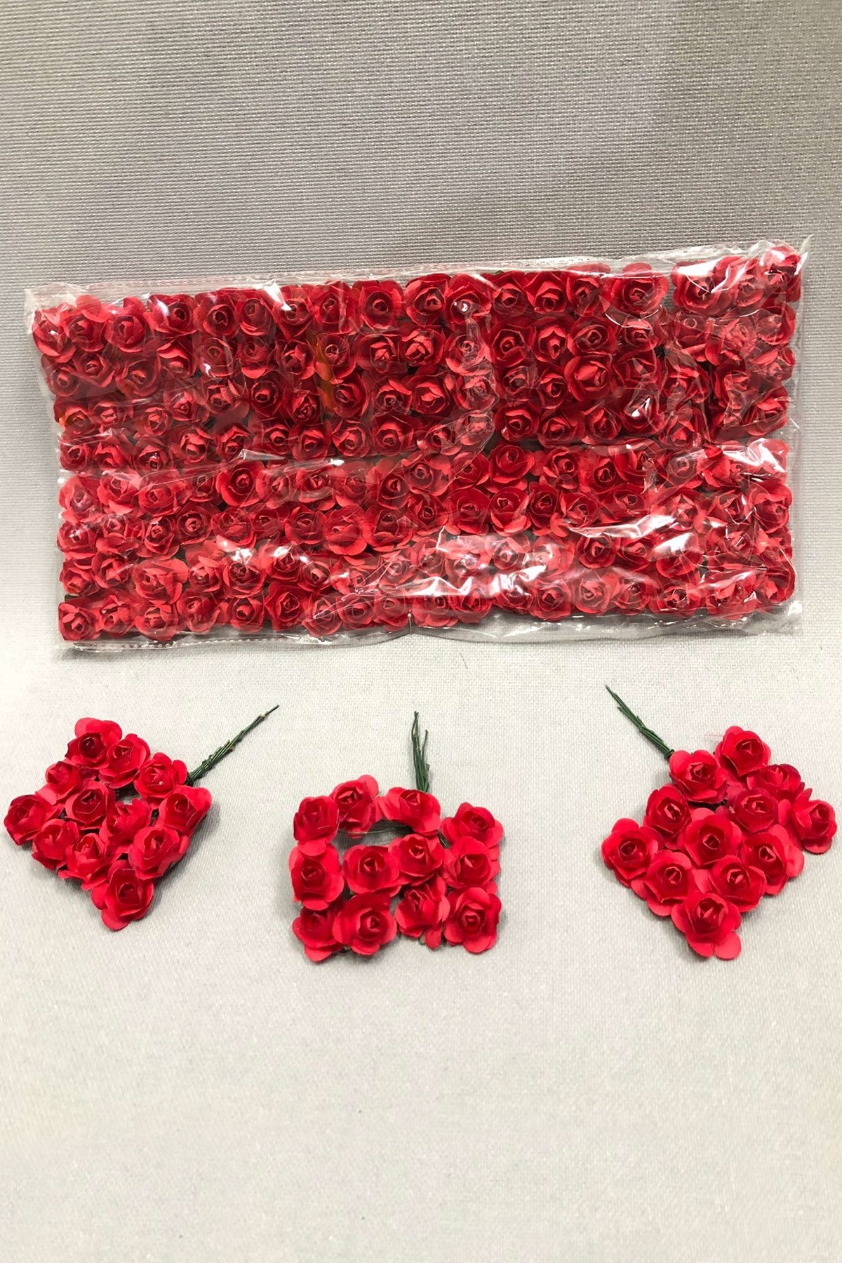 Kırmızı Kağıt Gül Çiçek 1 paket 144 lü 