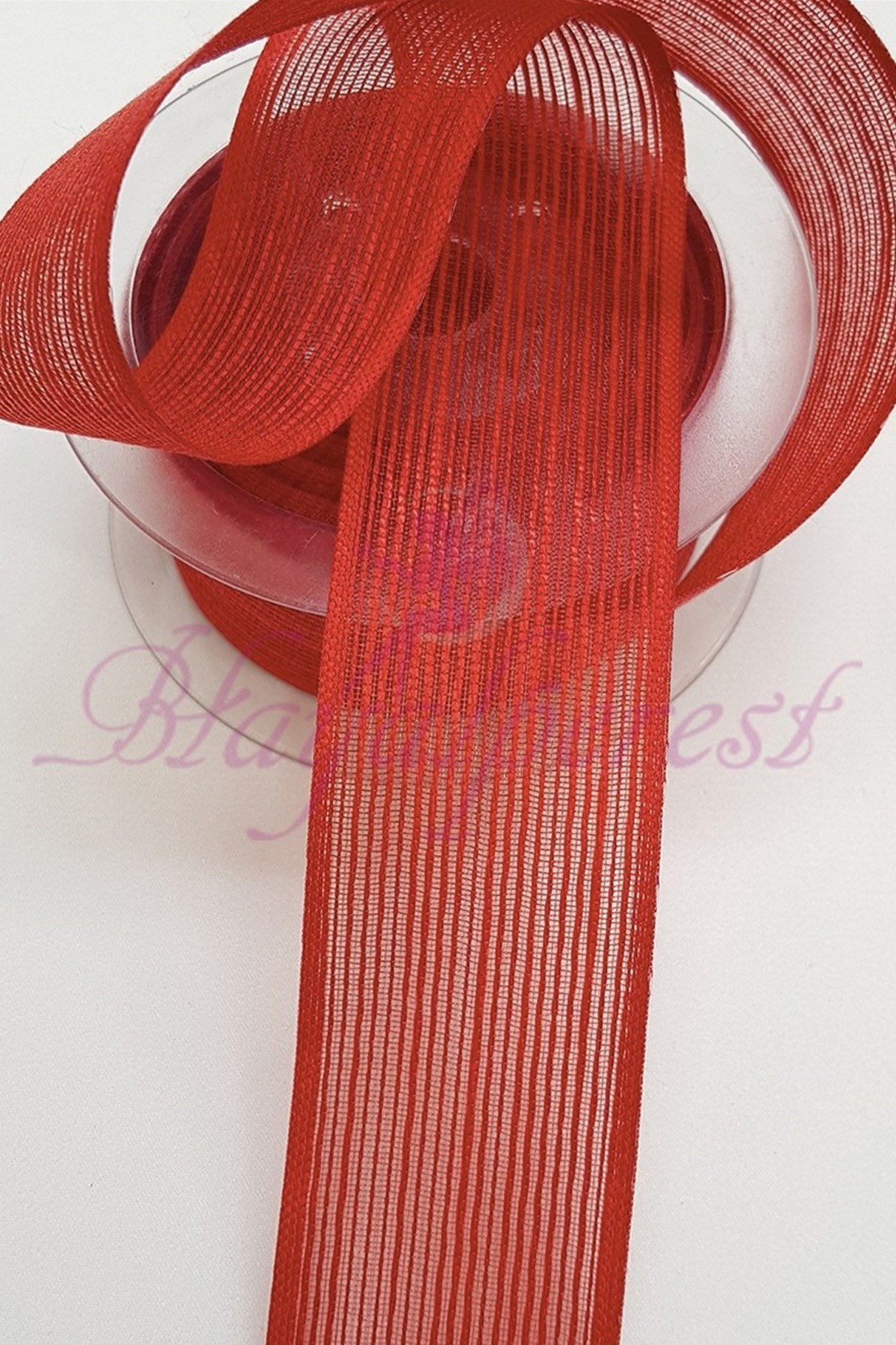 Kırmızı Keten Efektli Kurdele 4 Cm