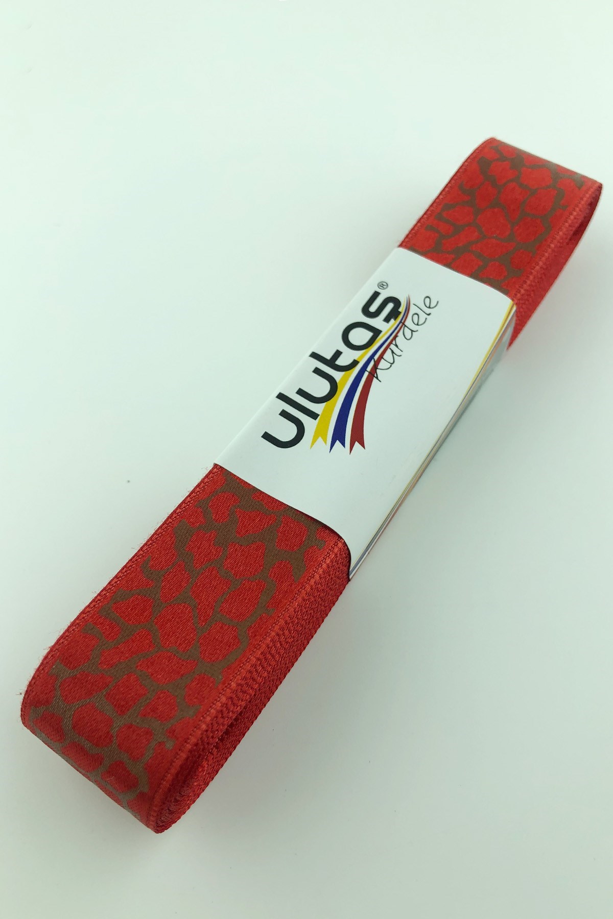 Kırmızı Kırçıl Desen Baskılı Saten Kurdele 2,5 cm