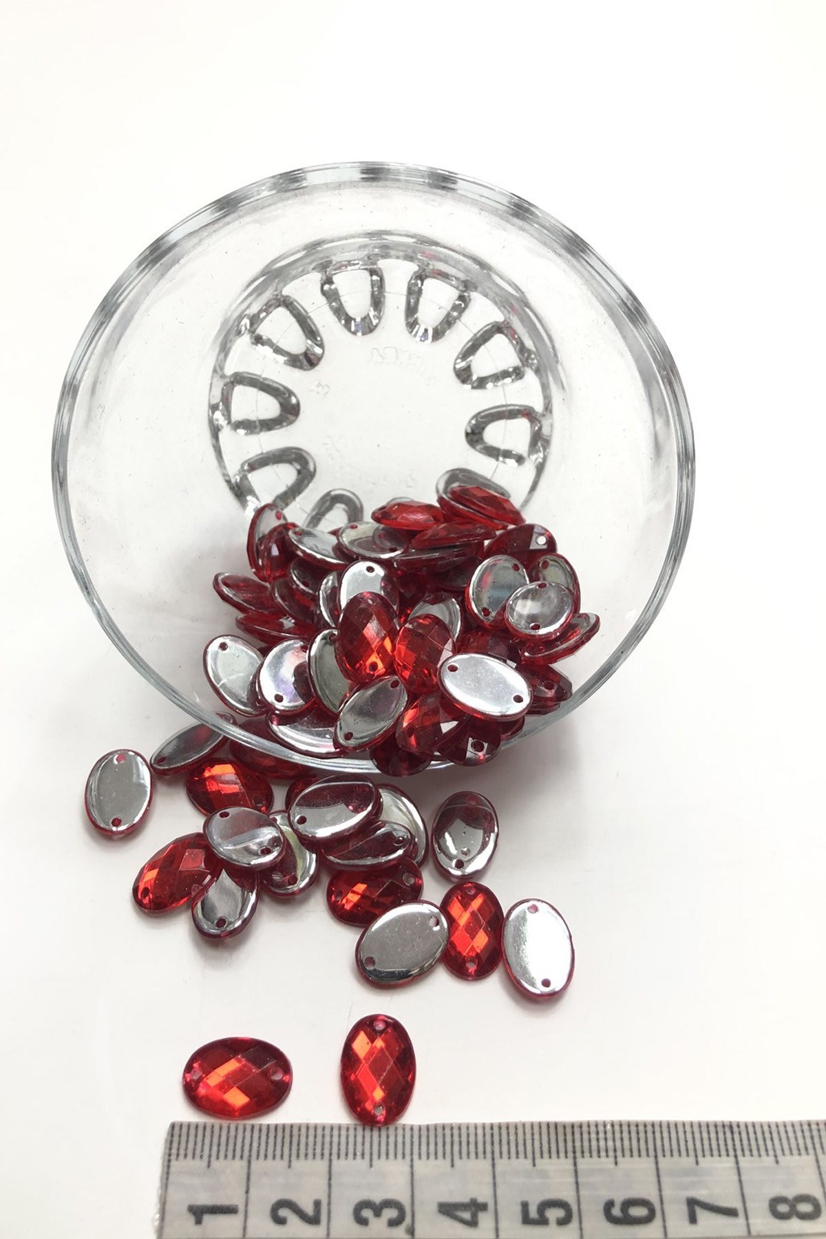 Kırmızı Oval Plastik Dikme Taş 20 gr