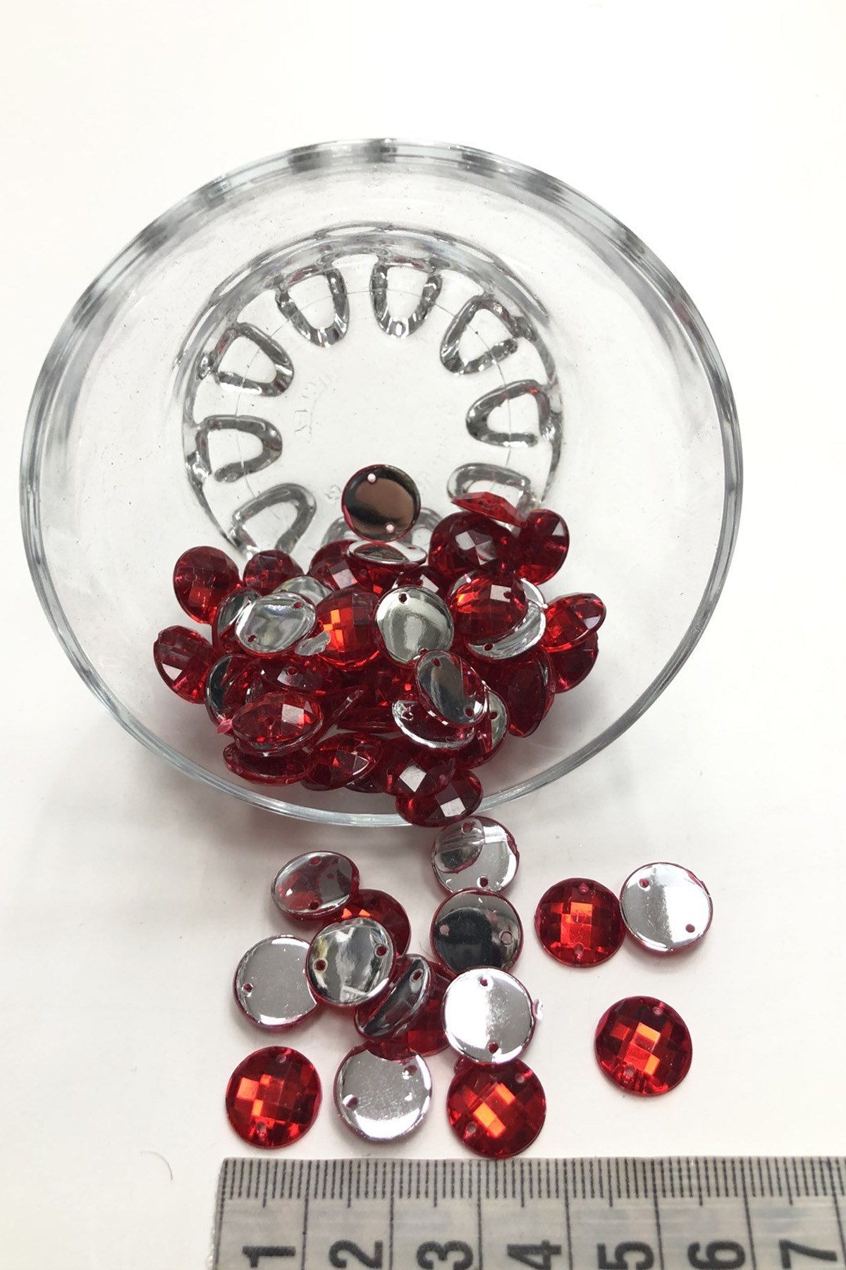 Kırmızı Yuvarlak Plastik Dikme Taş 20 gr