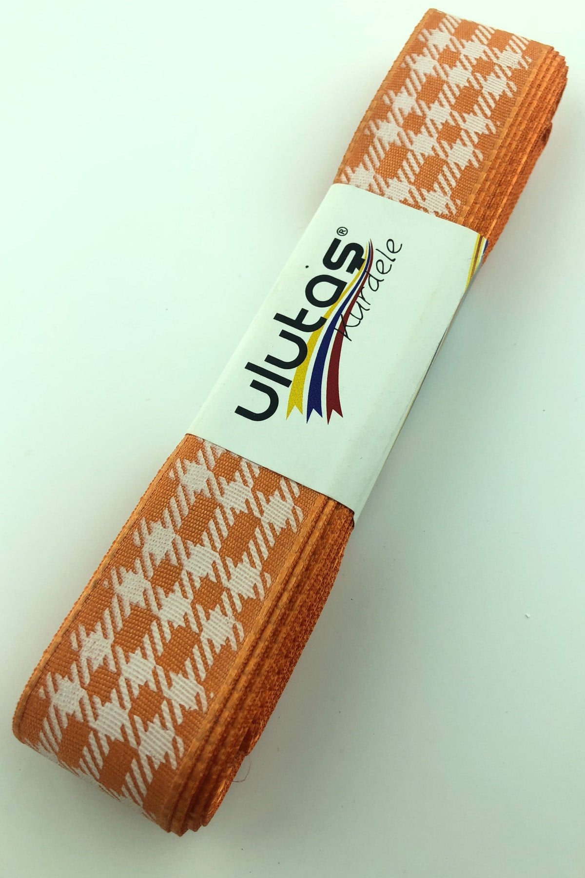 Koyu Turuncu Varak Baskılı Tafta Kurdele 2.5 Cm