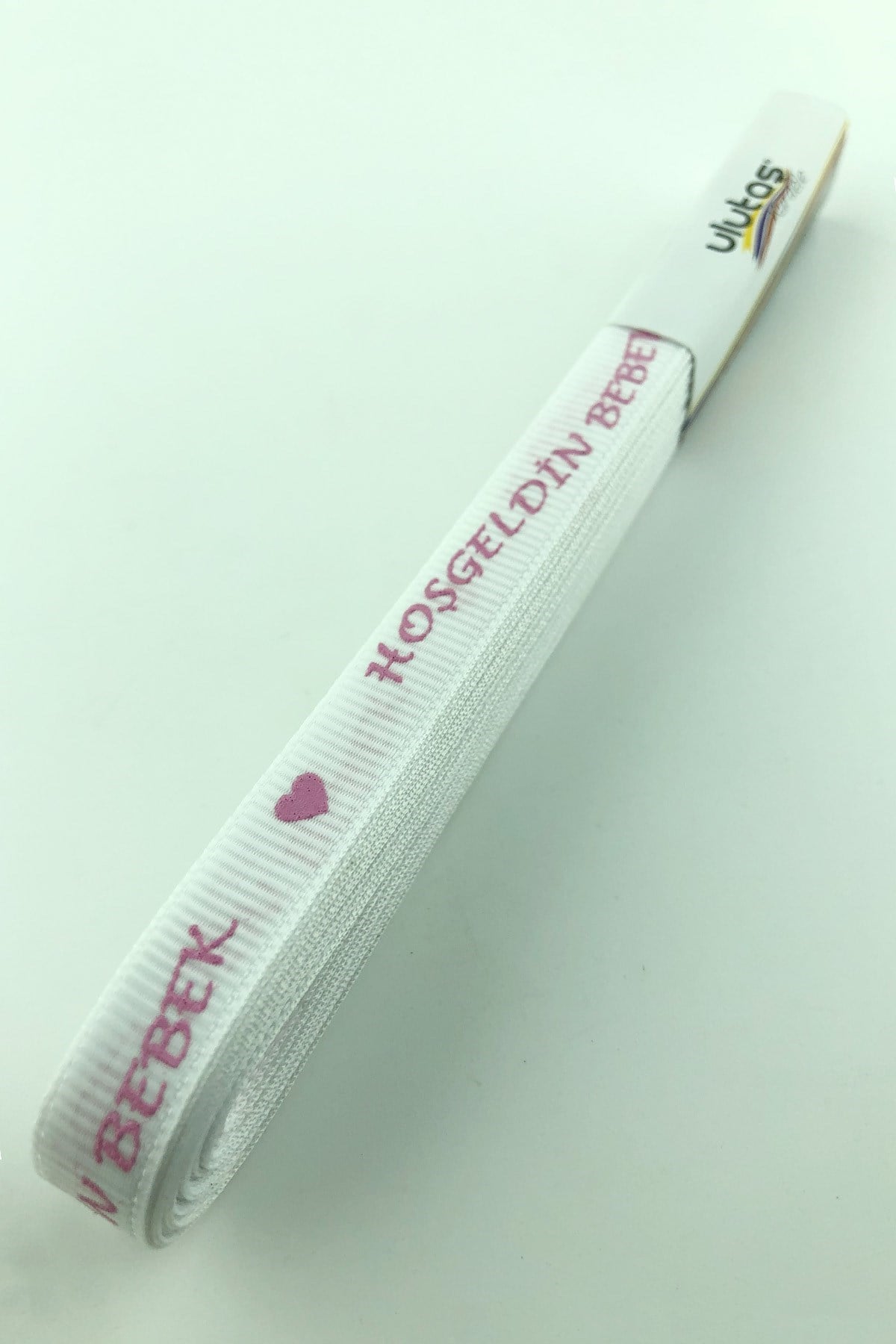 Krem Bebe Pembe Hoşgeldin Bebeğim Baskılı Grogren Kurdele 2 cm