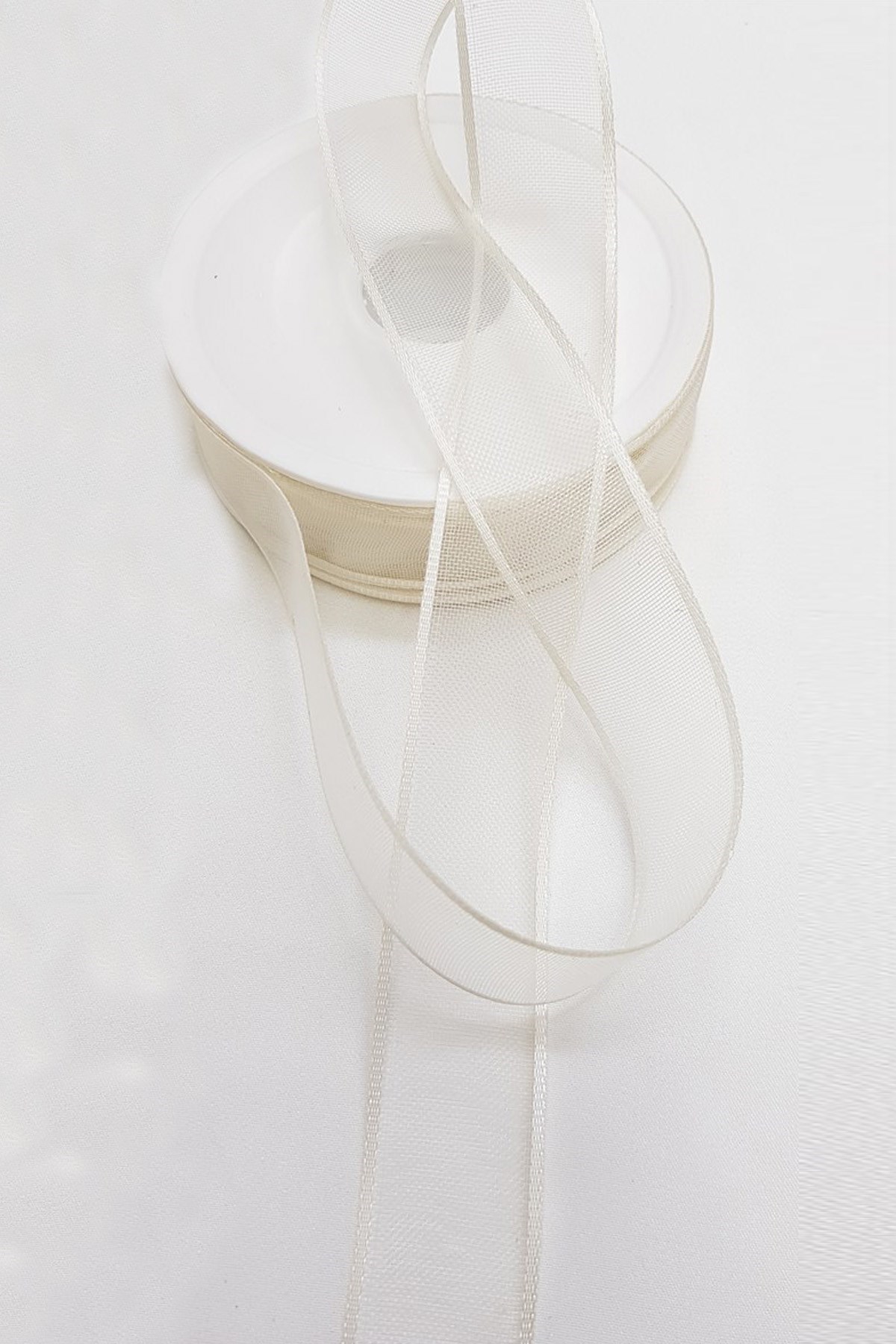 Krem Organze Saten Kurdele 2,5Cm