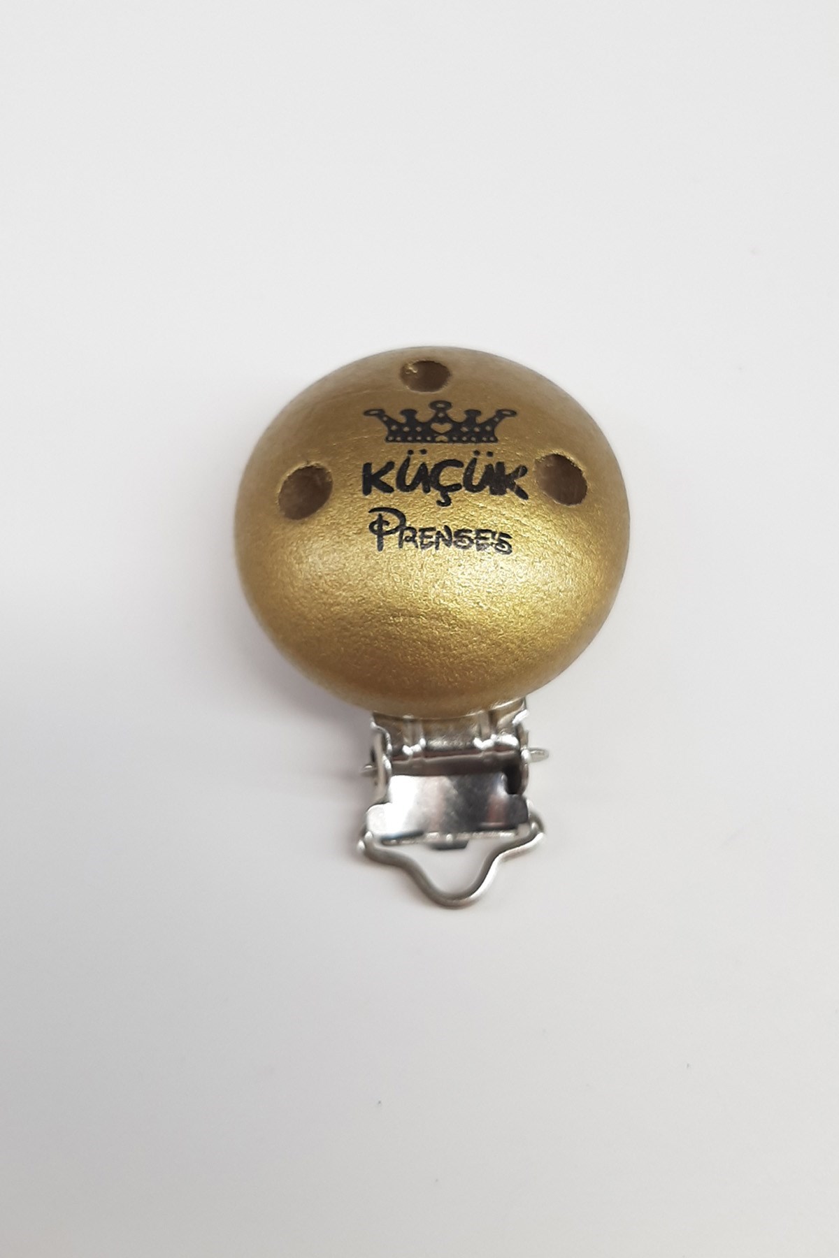 Küçük Prenses Baskılı Gold Emzik Askı Aparatı