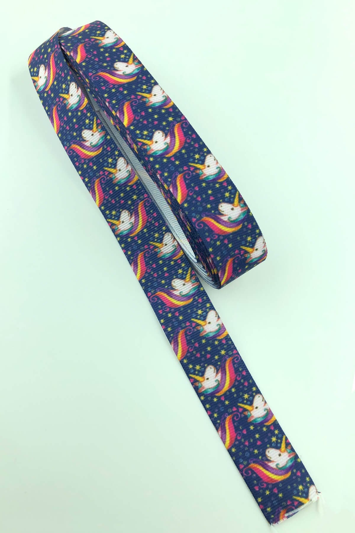 Lacivert Unicorn Baskılı Grogren Kurdele 10 Mt
