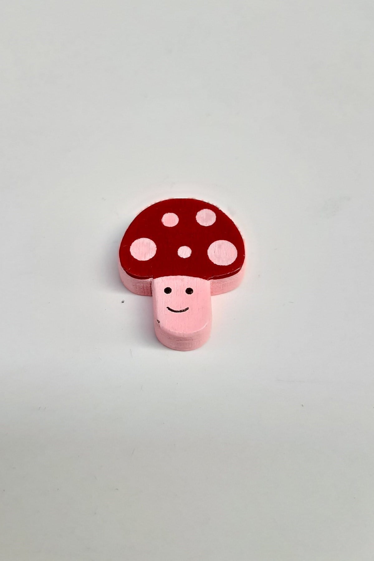 Mantar Modifli Pembe Kırmızı Ahşap Boncuk