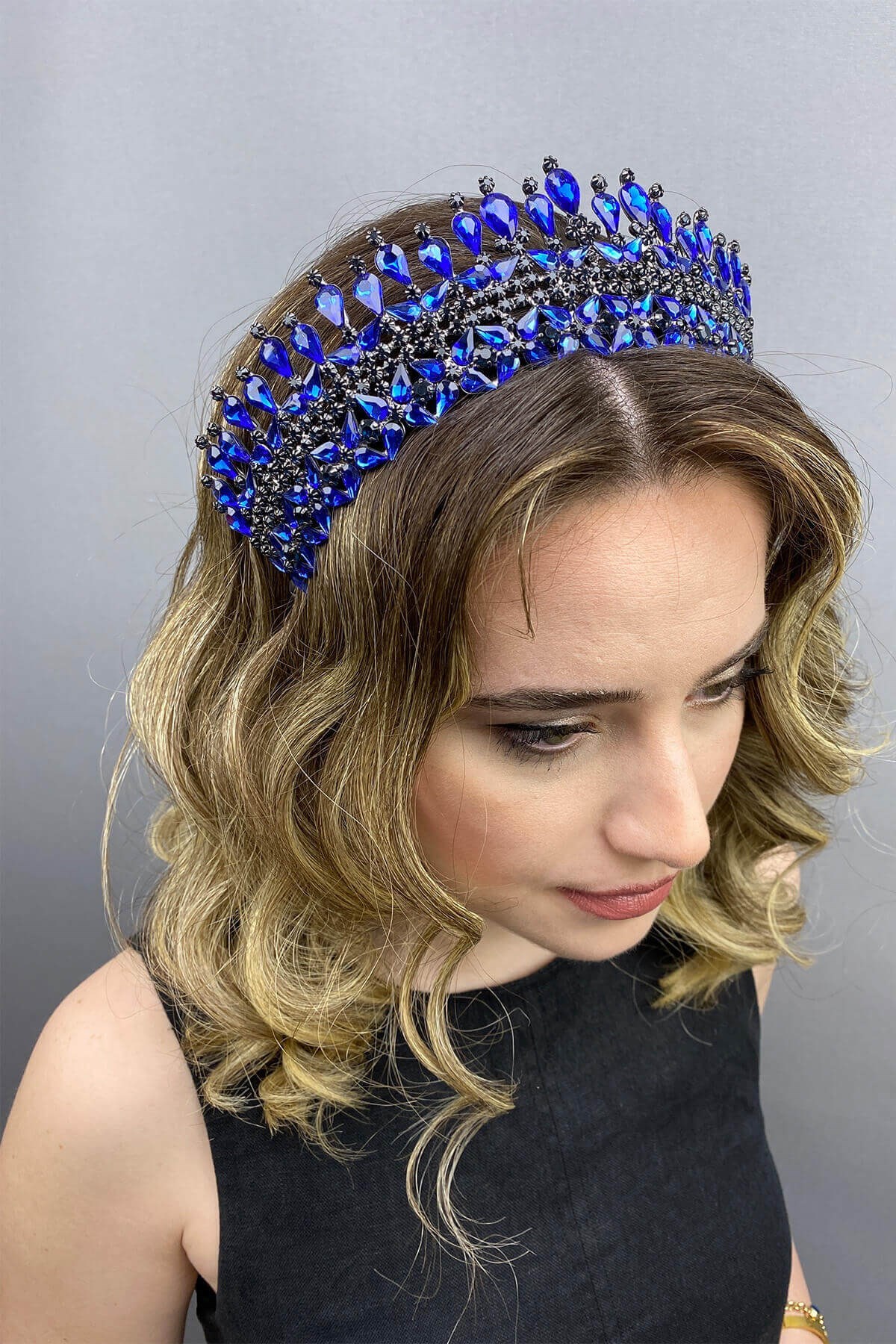 Mavi Sultan Model Gelin Kına Tacı