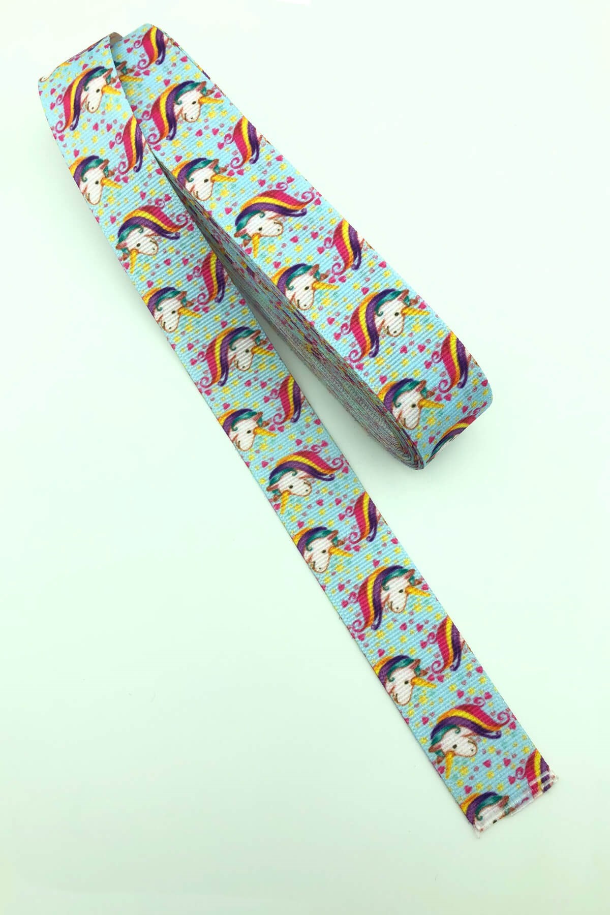 Mavi Unicorn Baskılı Grogren Kurdele 10 Mt