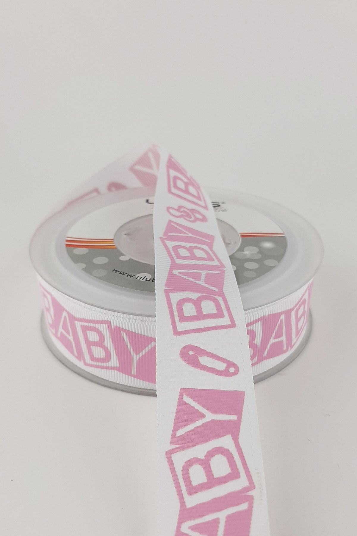 Pembe Baby Baskılı Grogren Kurdele 2,50 cm 20 mt