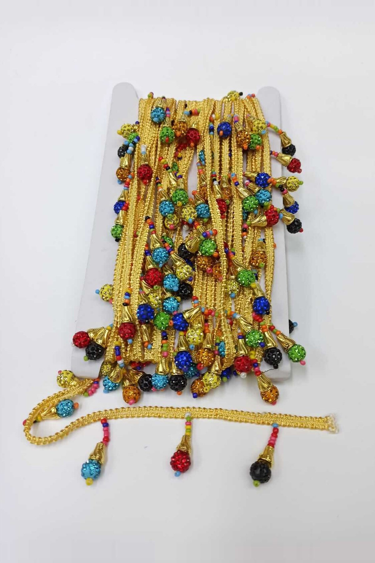 Renkli Taş Boncuklu Saçak Şerit