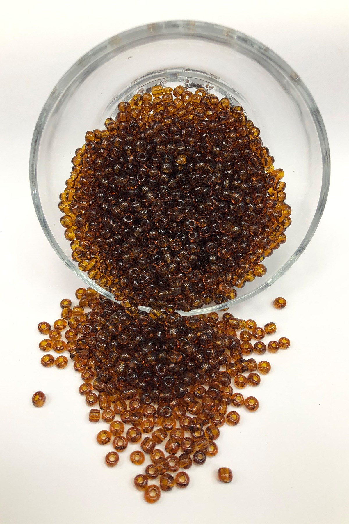 Şeffaf Kahve Kum Boncuk 4 mm 50 gr