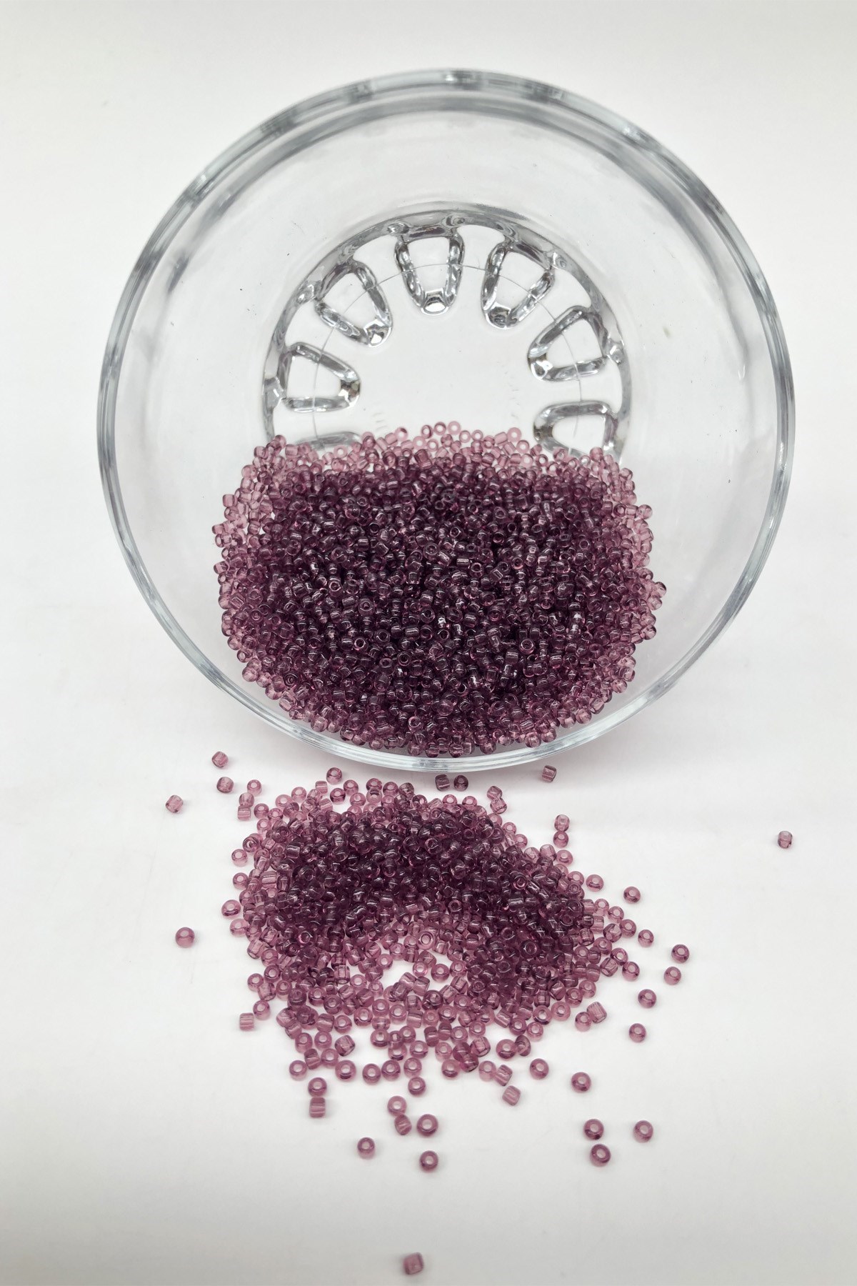Şeffaf Mürdüm Kum Boncuk 2 mm