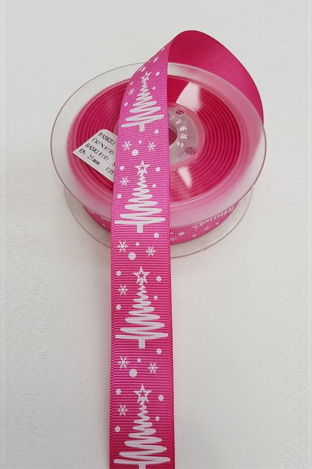 Sıcak Pembe Yılbaşı Grogren Kurdele 2,5 cm