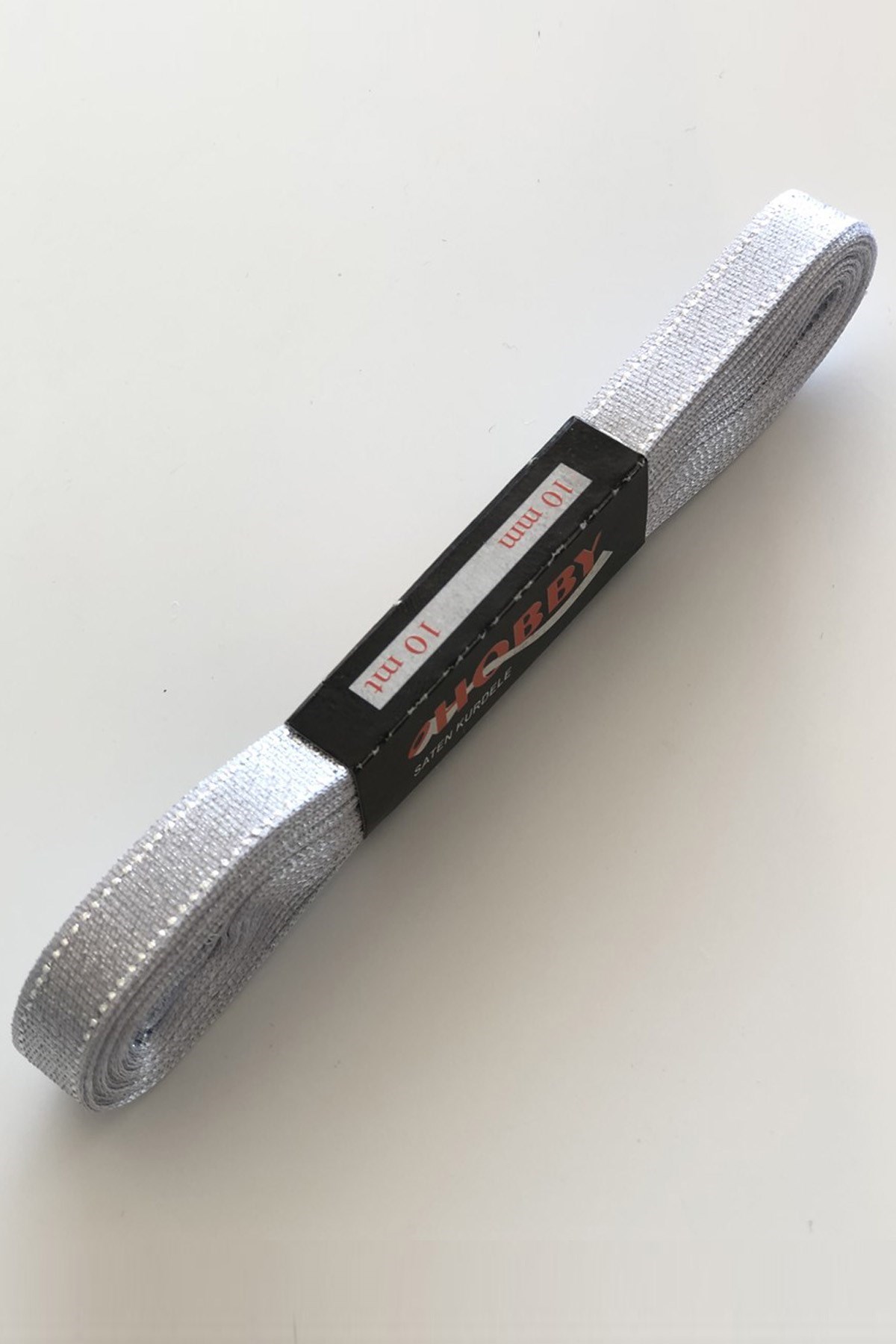 Simli Gümüş Saten Kurdele 1 cm