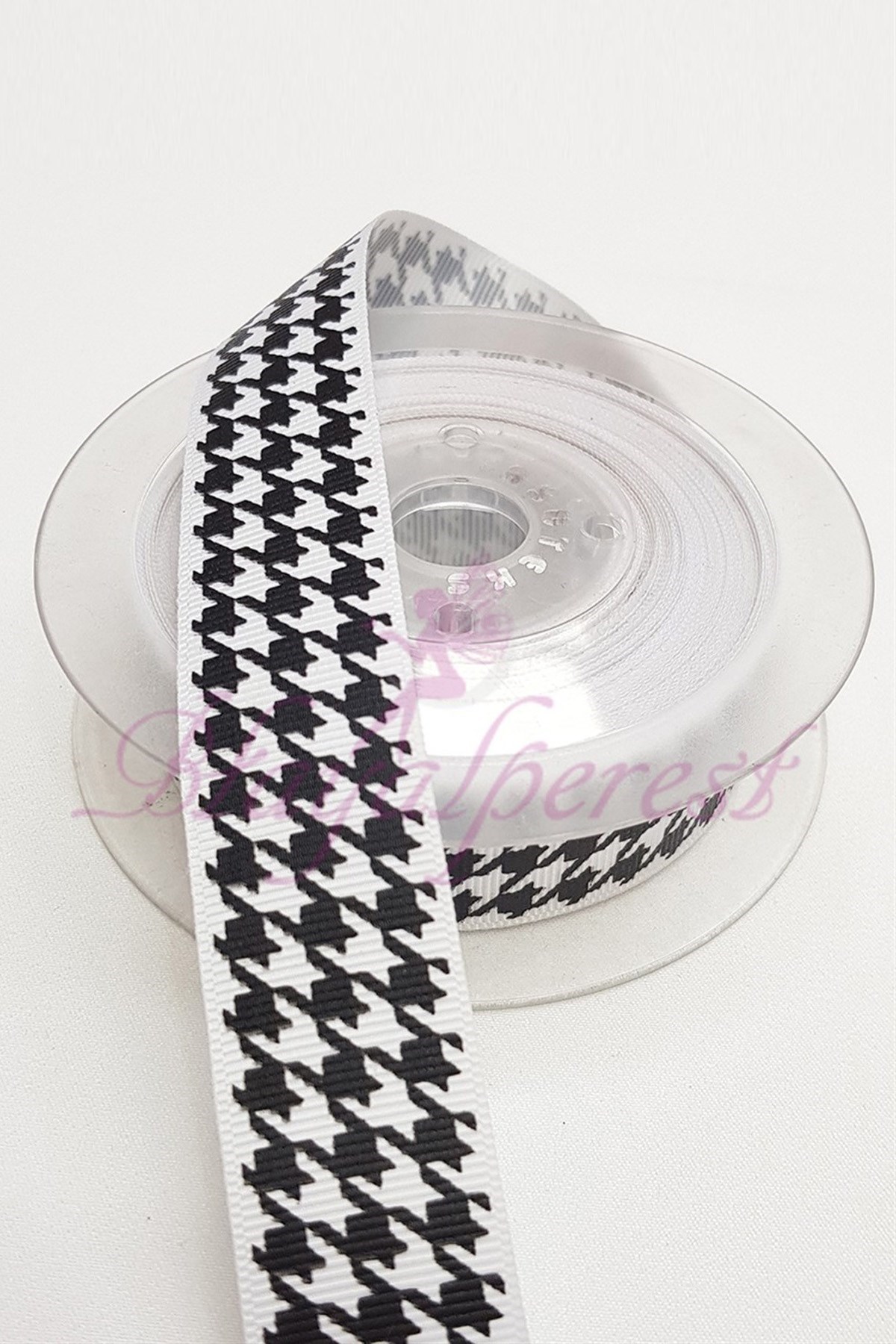 Siyah Çizgili Baskılı Grogren Kurdele 2,5Cm