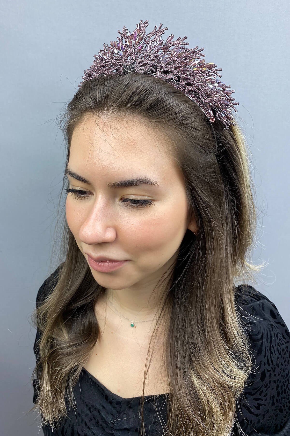 Zehra Model Lila Gelin Tacı