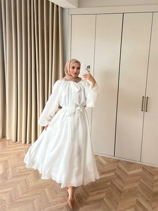 HR-0542H&R ButikEkim Elbise Beyaz