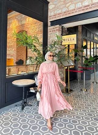 HR-0568H&R ButikHen- Elara Şifon Elbise Pembe