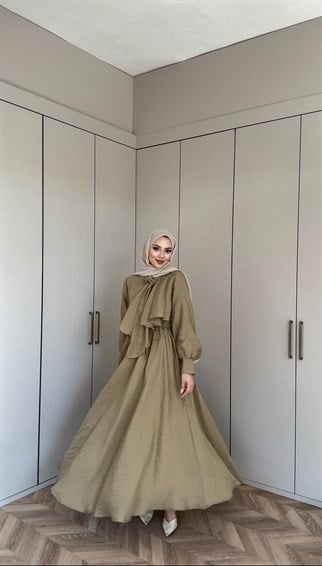 HR-0512H&R ButikHew - Molis Elbise Yağ Yeşili