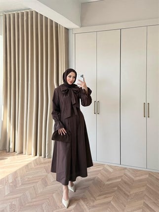 HR-0737H&R ButikHot- Fia Ön Kurdela Elbise Acı Kahve