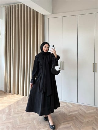 HR-0737H&R ButikHot- Fia Ön Kurdela Elbise Siyah