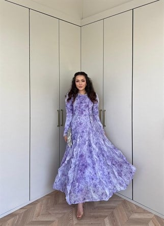 HR-1200H&R ButikKyl- Sela Şifon Elbise Lila