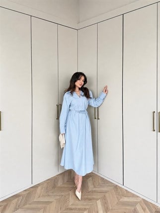 HR-0965H&R ButikMıs- Desan Kemerli Elbise Bebe Mavi
