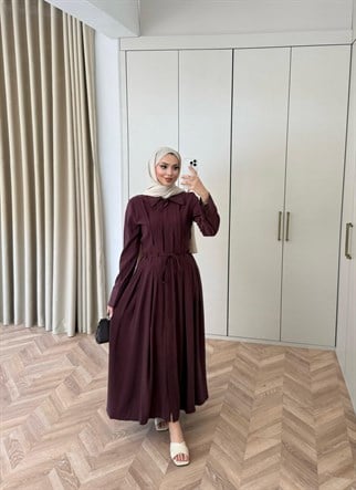 HR-0862H&R ButikMoi- Leisa Elbise Bordo