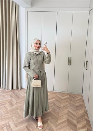 HR-0860H&R ButikMoi- Leisa Elbise Haki