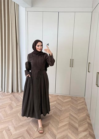 HR-0861H&R ButikMoi- Leisa Elbise Kahverengi
