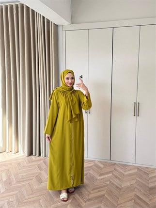 HR-0360H&R ButikNamaz Elbisesi Yağ Yeşili