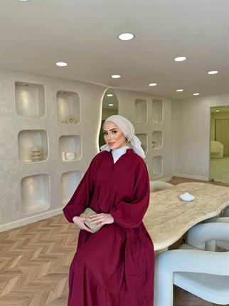 elbs-1319H&R ButikNoa Keten Elbise Bordo