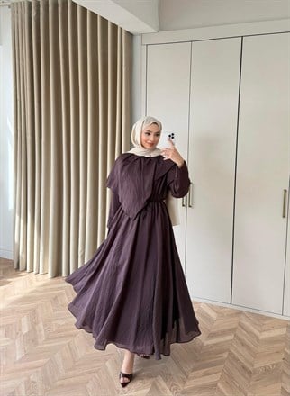 HR-0485H&R ButikQu-Gazel Elbise Mürdüm