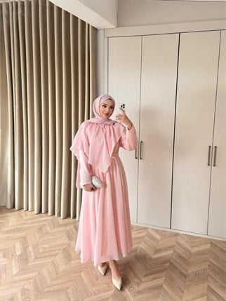 HR-0485H&R ButikQu-Gazel Elbise Pudra