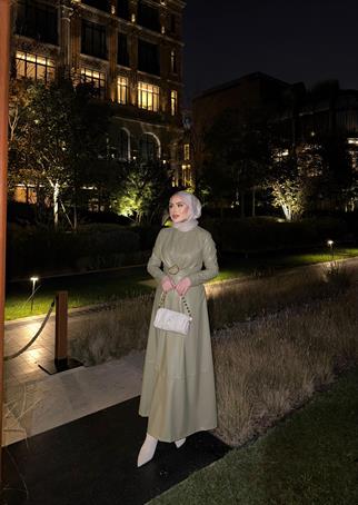 ELB-001H&R ButikSelqa Deri Elbise Haki