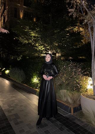 ELB-001H&R ButikSelqa Deri Elbise Siyah