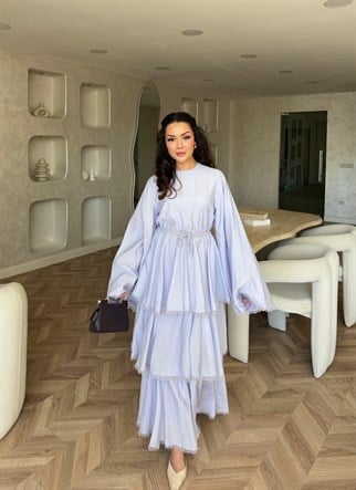 HR-1187H&R ButikSov- Ada Katkat Elbise Mavi