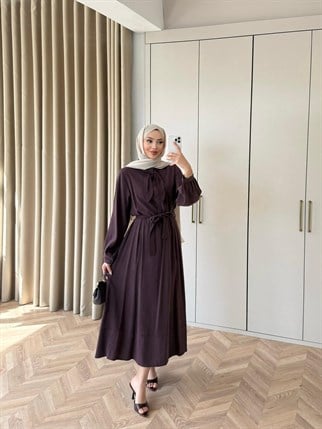 HR-0408H&R ButikTB-Eqşi Modal Elbise Mürdüm