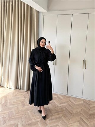HR-0408H&R ButikTB-Eqşi Modal Elbise Siyah