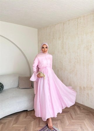 HR-0798H&R ButikTB - Erwa Kolu ıspanyol Elbise Pembe
